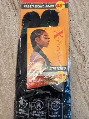 48" Pre-Stretched Braid Hair - Black